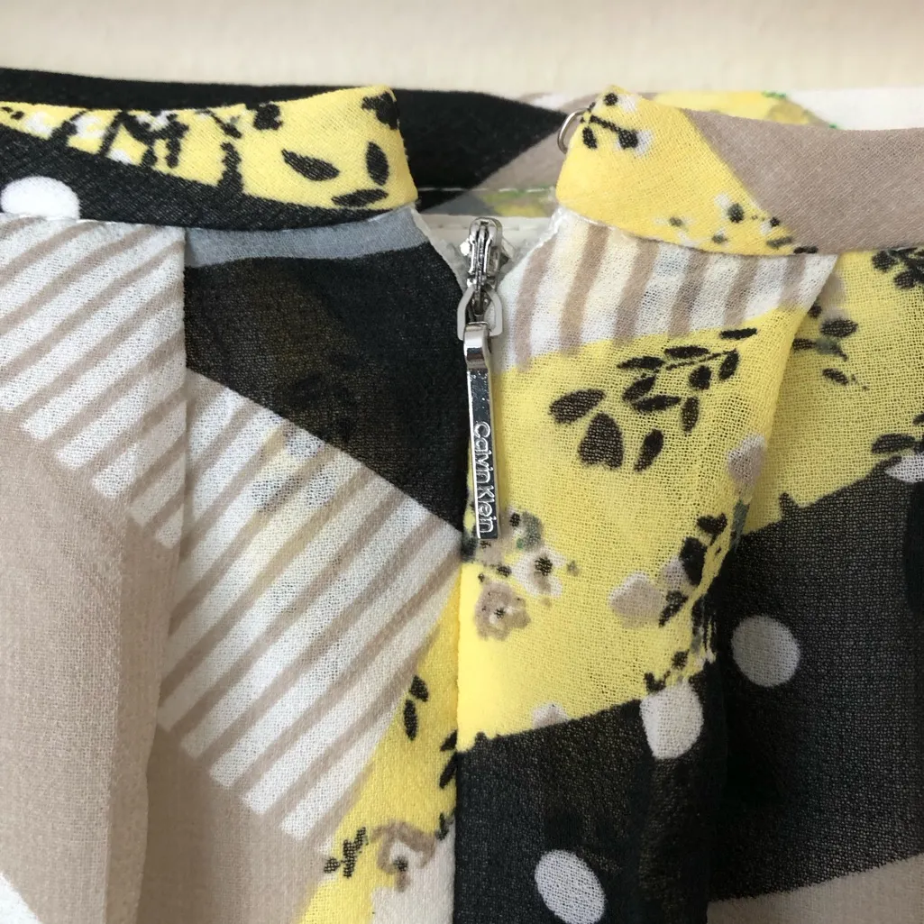 Calvin Klein Womens Skirt Yellow Pleated Sheer Lined Sz  14 - Image 8