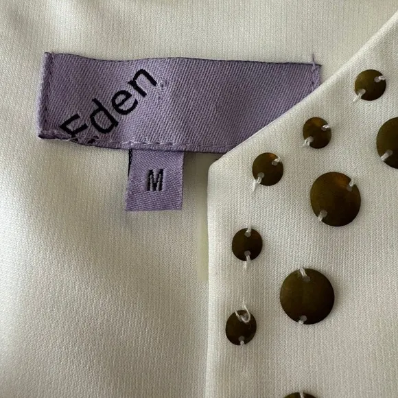 Eden Womens White Sleeveless Studded V Neck‎ Top Size Medium - Image 9