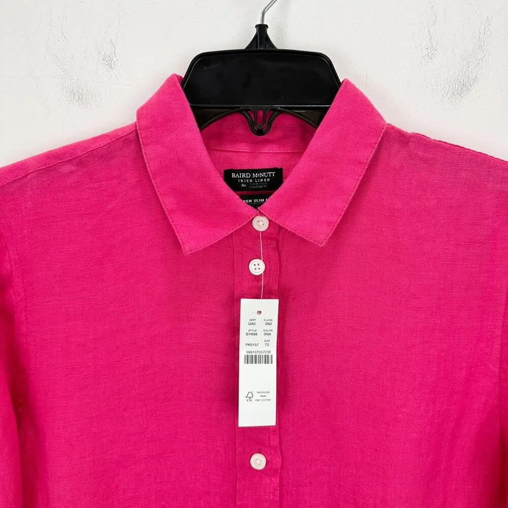 J.Crew Tall Wren Slim Shirt Baird McNutt Irish Linen Snapdragon Pink US 2 NWT - Image 4