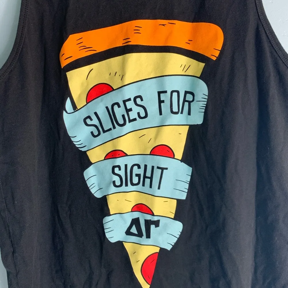 Delta Gamma DG Sorority Slices For Sight Black Tanktop size Medium - Image 3