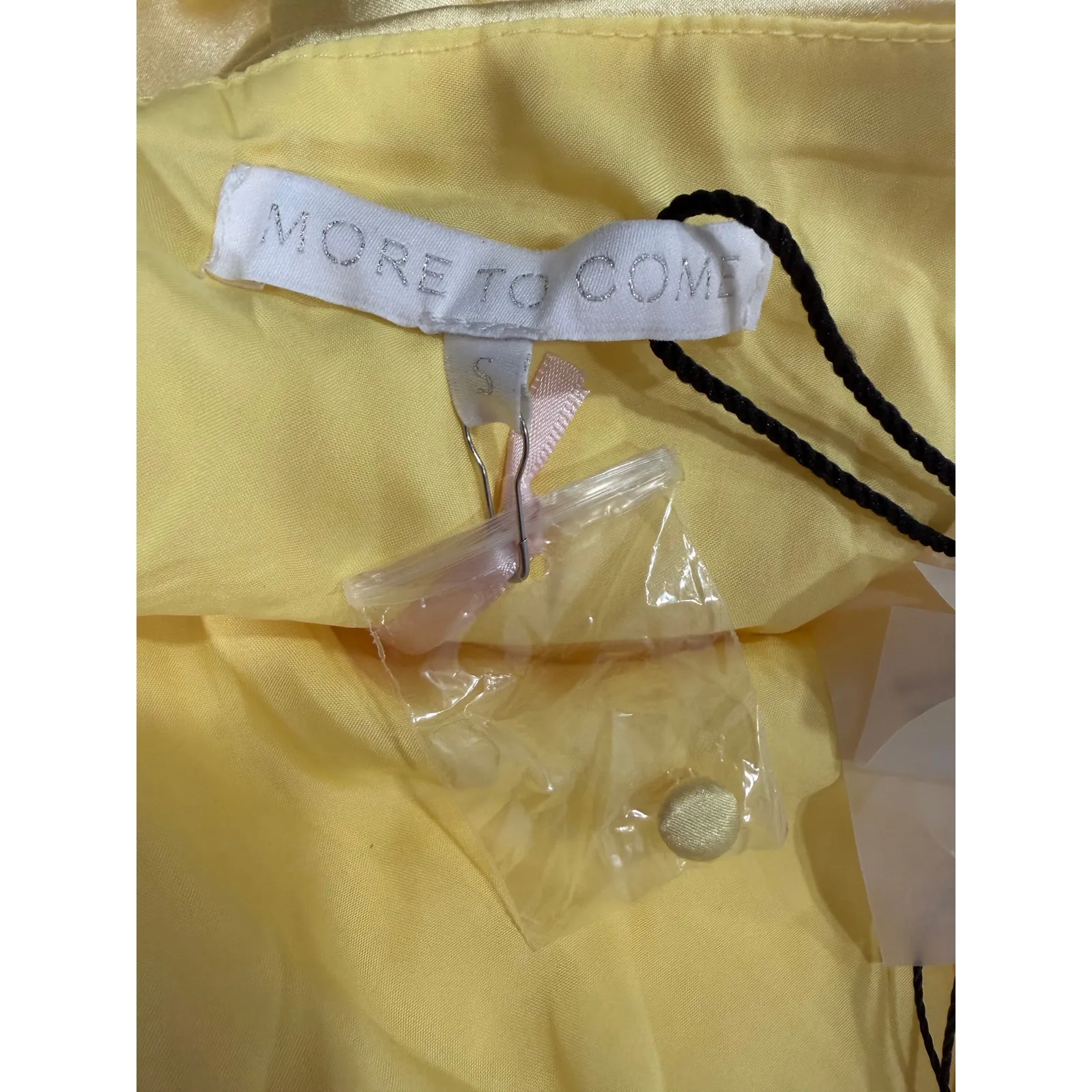 MORE TO COME Darcey Butter Yellow Satin Minimalist Elegant Maxi Dress NWT Small - Image 3