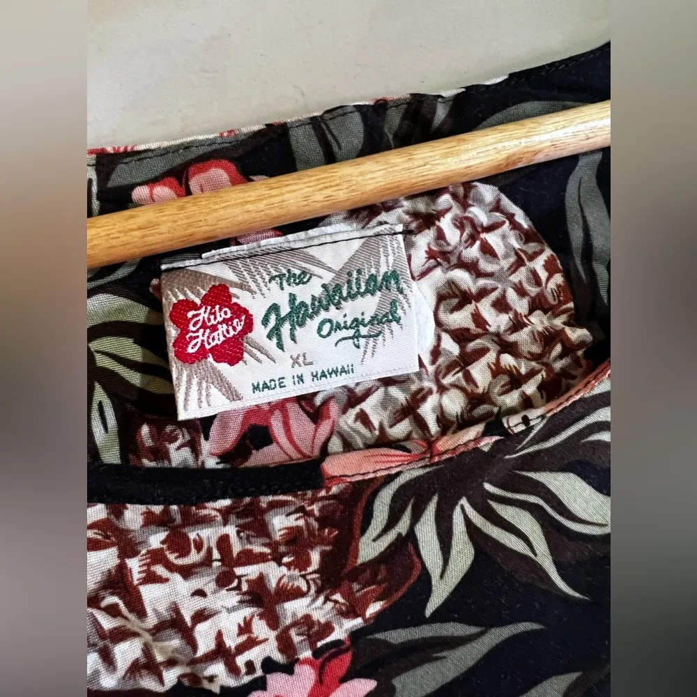 Hilo Hattie vintage hawaiian maxi dress size Large Black - Image 11