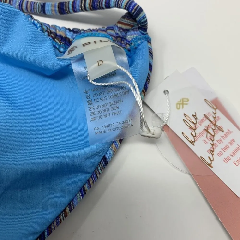 PILYQ Womens Multicolor Tahiti Braided Triangle Bikini Swim Top Size D - Image 3