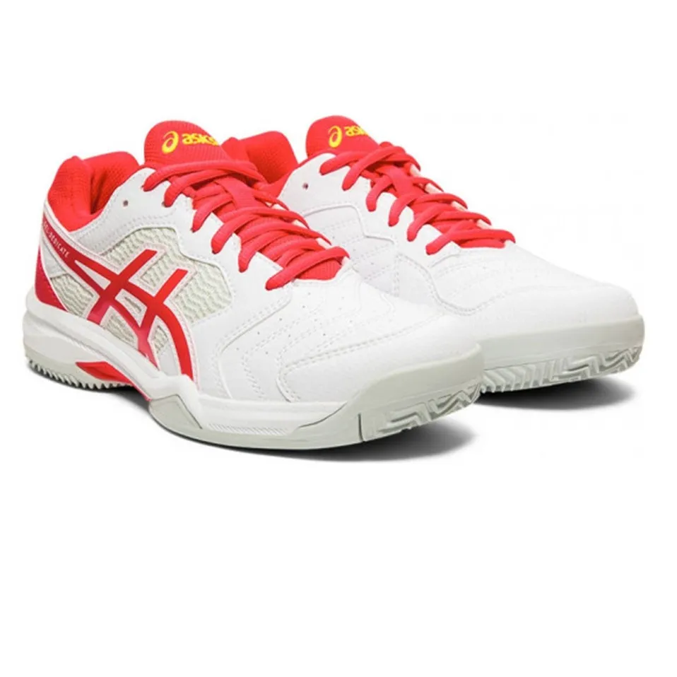 Asics GEL-Dedicate 6 tennis sneakers in white & fiery red - Image 2
