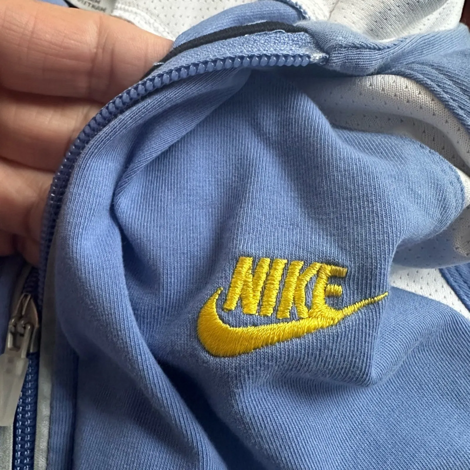 Nike Full Zip Blue Hoodie Zipper Pockets Athletic Athleisure Sporty Prep Travel - Image 6