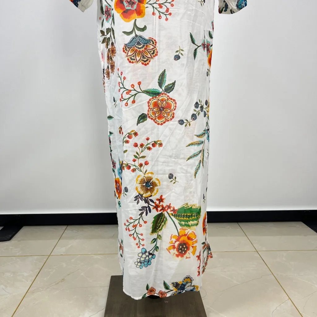 NWOT Johnny Was Ardella Silk Blend Maxi Dress/Cover up Floral Puff Sleeve Size S - Image 10