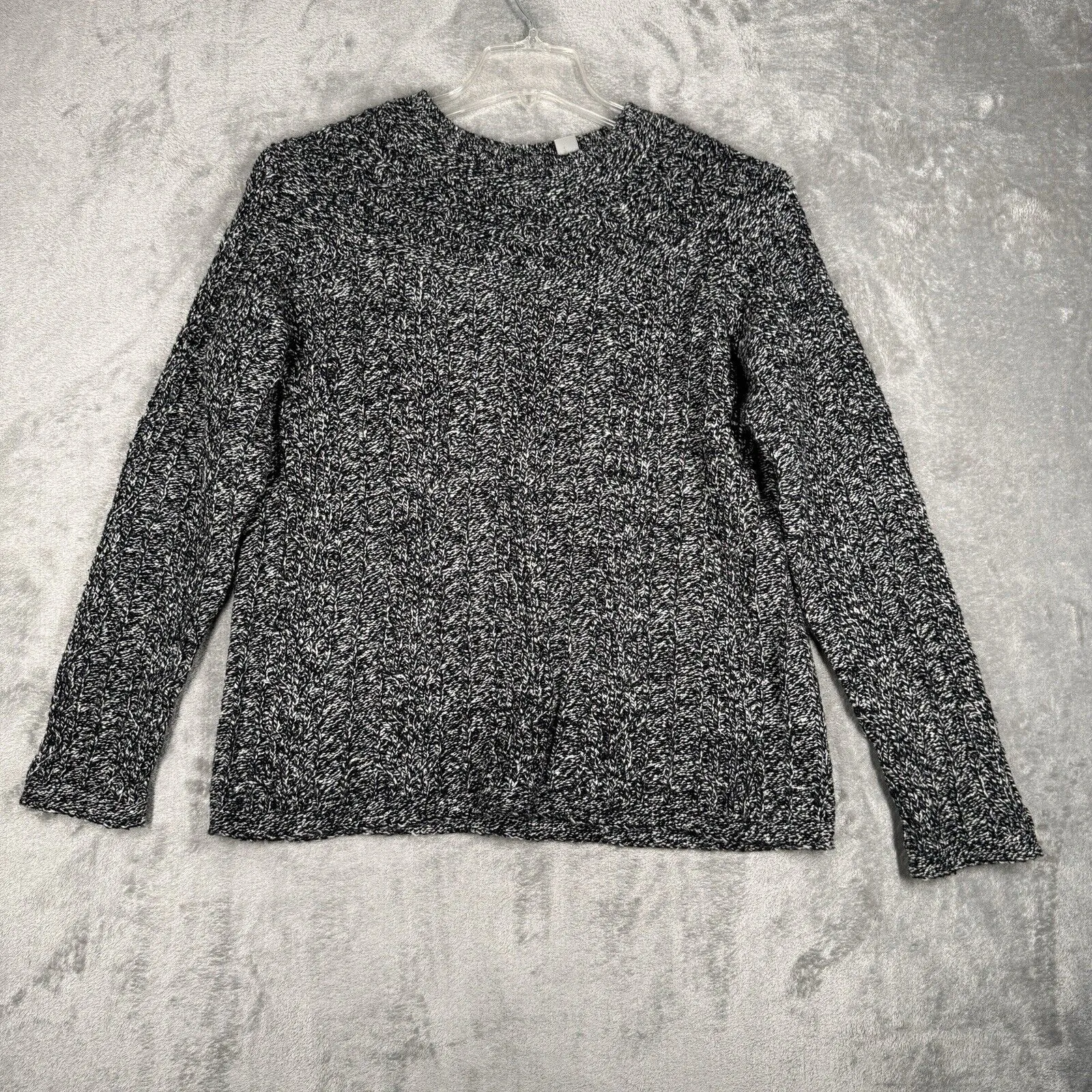 Liz Claiborne Sweater Women XL Marled Black‎ White Casual Versatile Minimalist - Image 2