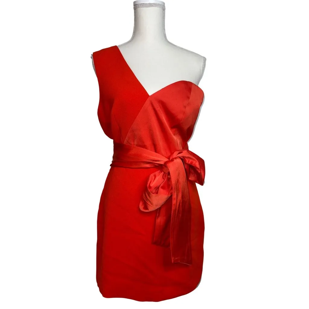 NBD Jasper Mini Dress in Red Orange Large New Womens One Shoulder Cocktail - Image 4