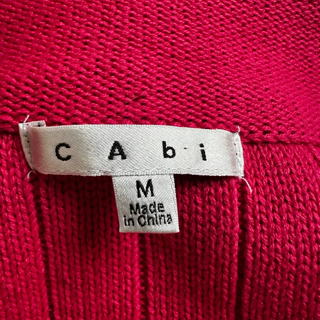 CAbi Hot Pink Cranberry Gem Flower Cardigan Sweater Rosette Crystal Valentines - Image 5