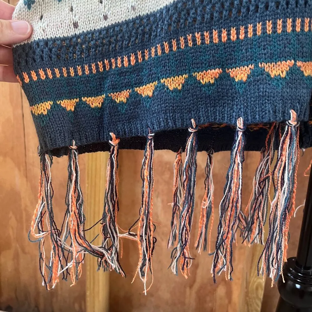 Easel Women's Longline Boho Fringe Trim Cardigan Colorful Size M - Image 5