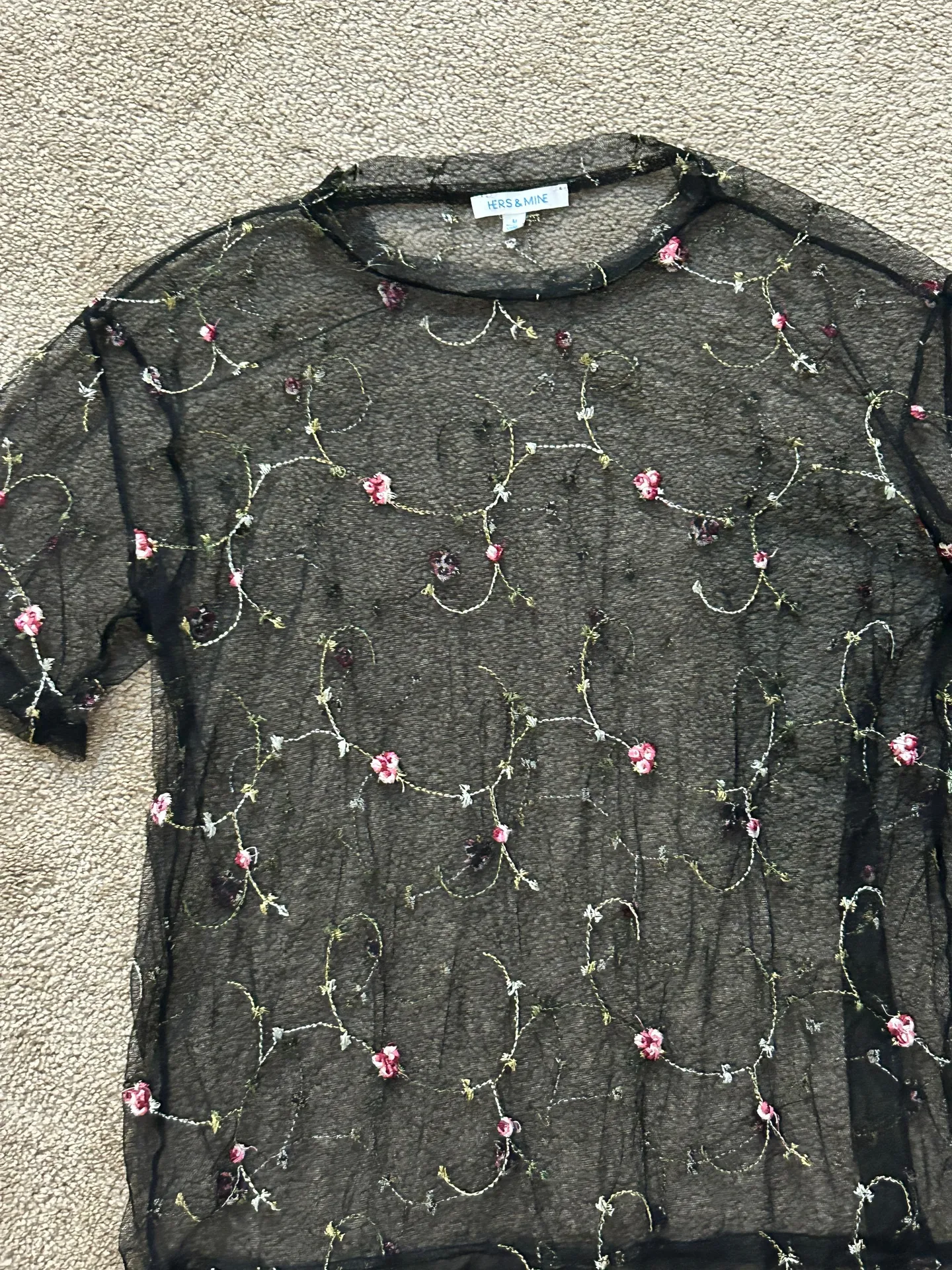 Size M Black Mesh Top - Image 2