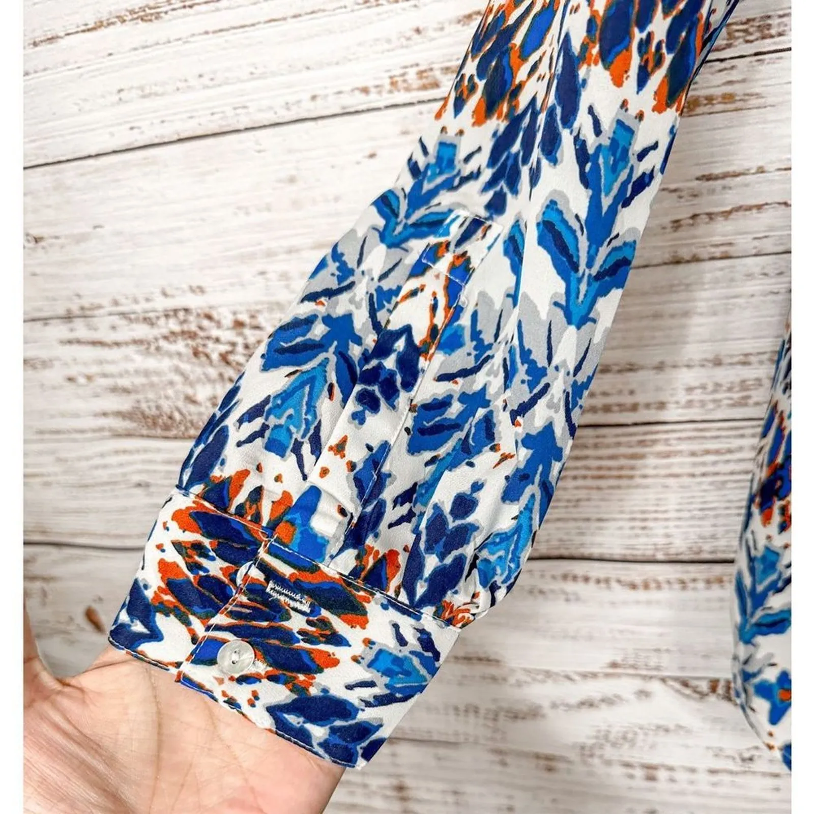 Stitch Fix Daniel Rainn Scoop Neck Long Sleeve Top Blouse Blue Size Medium - Image 5