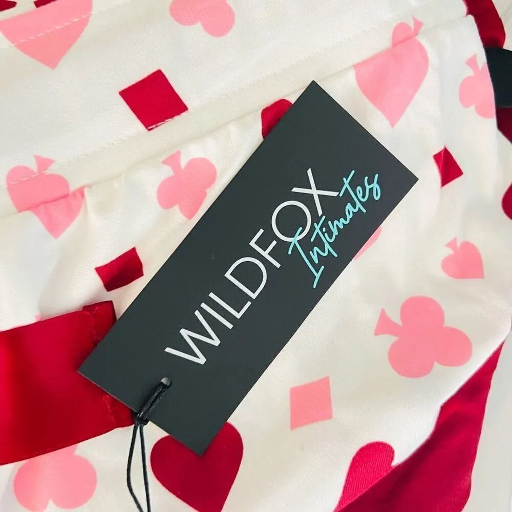 WILDFOX‎ Love's a Gamble Shorty Pajamas Set, 2 Piece, Red Hearts, Large, NWT - Image 9