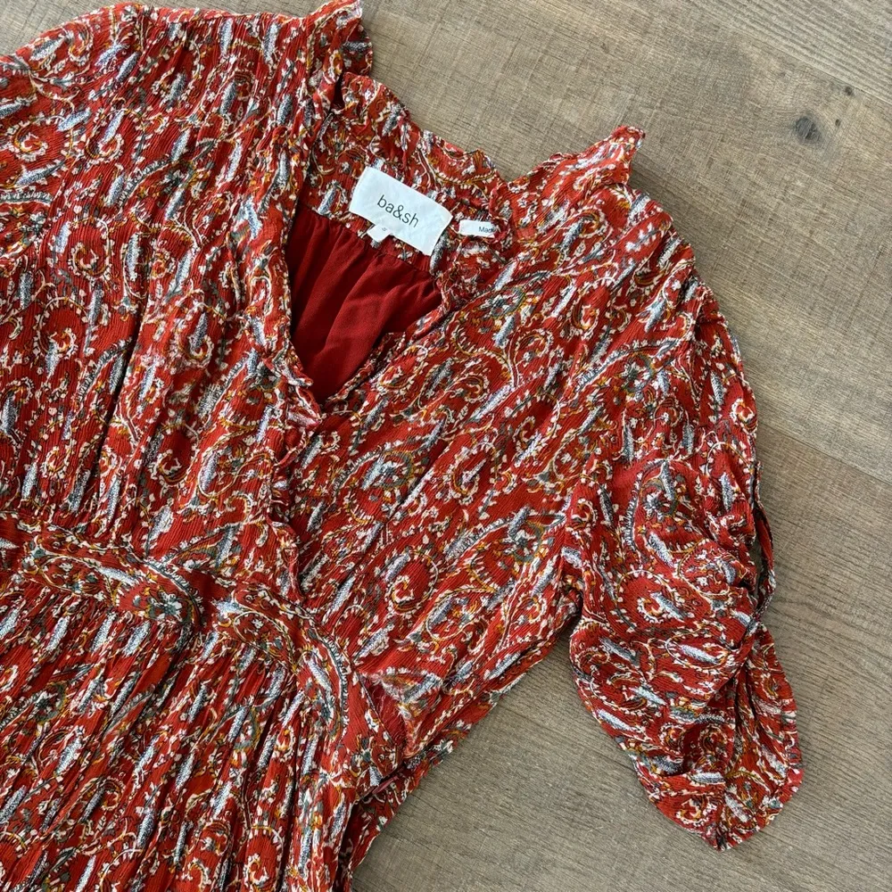 ba&sh clem terracota lady dress ruffle printed mini dress - Image 5