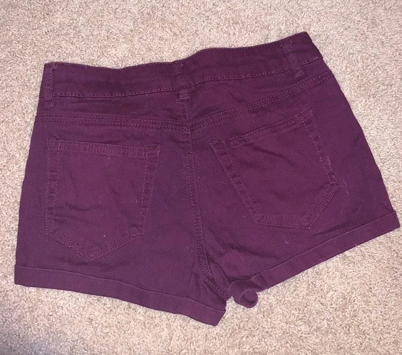 Maroon Mid-Rise Shorts - Image 2