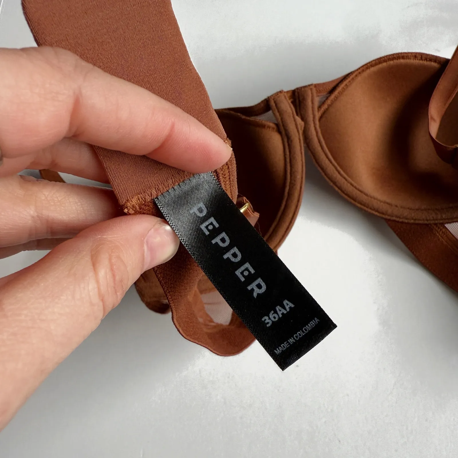 [Pepper] Brown Mesh All You Bra Lightly Lined Underwire Small Bust Size 36AA - Image 9