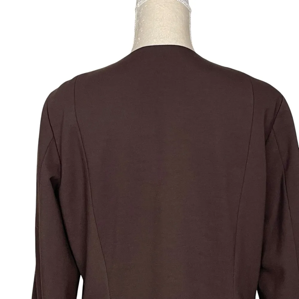 Etcetera Double Breasted Brown Blazer Jacket Women’s Size 16 Bow Tie Collarless - Image 6