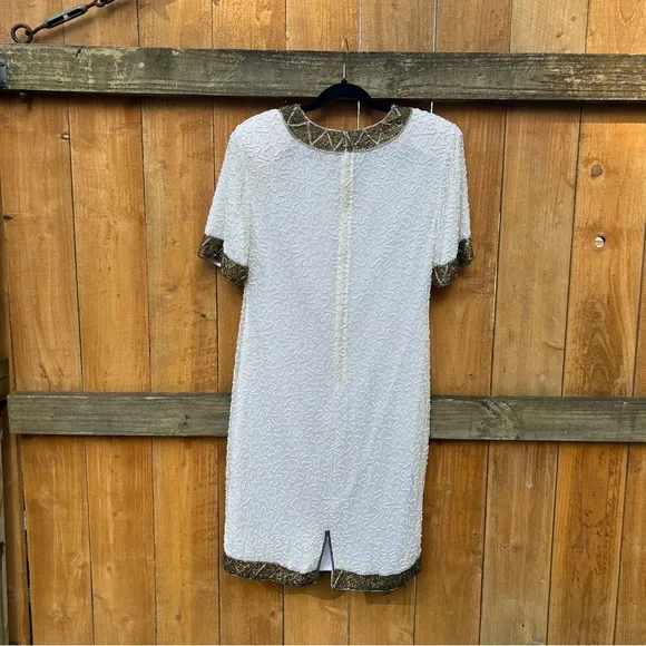 Stenay vintage beaded silk cream formal‎ party dress size P10 fall Christmas - Image 10