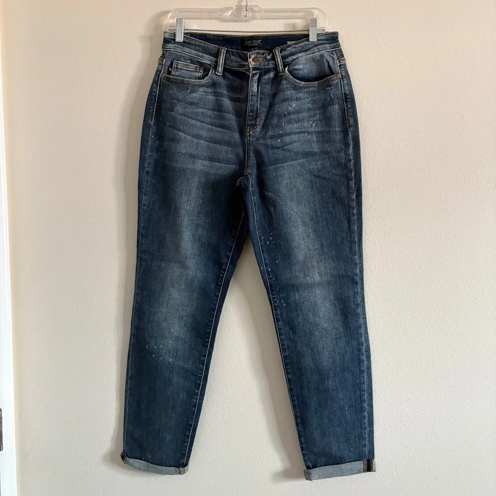 Judy Blue Paint Splatter Boyfriend Size 11/30 Loose Fit High Rise Straight Leg - Image 5