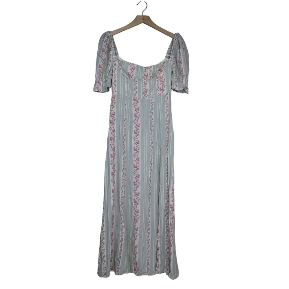 We Wore What Womens 2 Puff Sleeve Midi Dress in Rosewood Multi NEW - Image 2