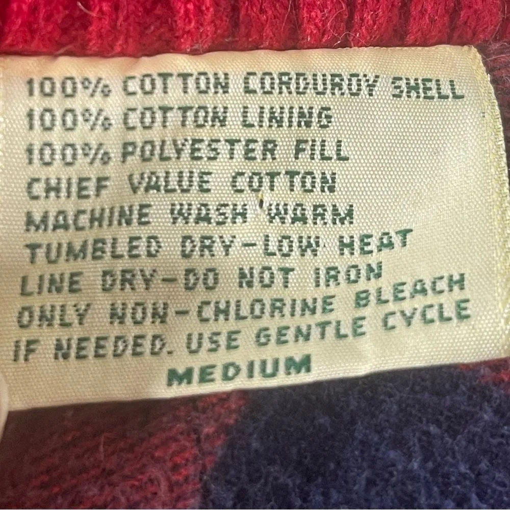 Vintage Red Corduroy Red Vest Medium Unisex Utility Warm flannel lining - Image 6