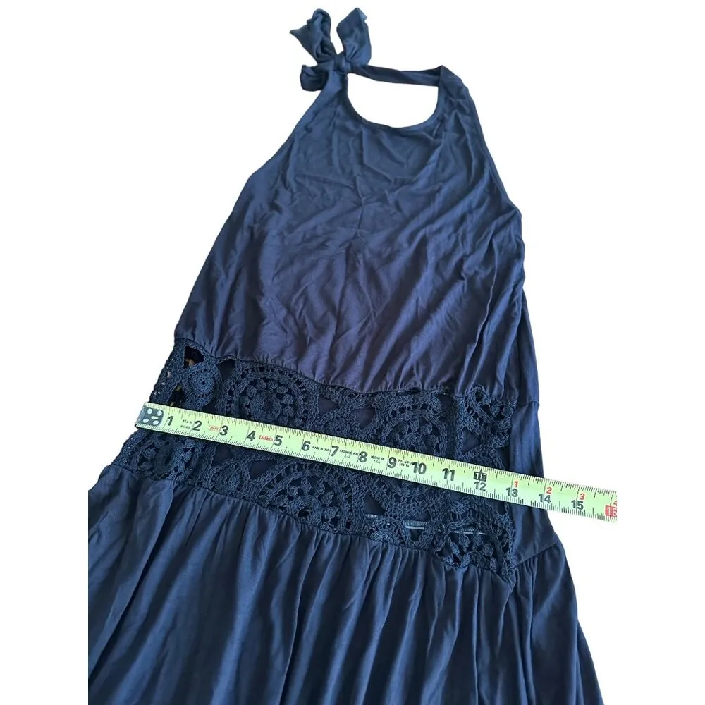 Asos Design Halter Tie Back  Maxi Dress With Lace Crochet Waist Detail Size 6 NW - Image 11