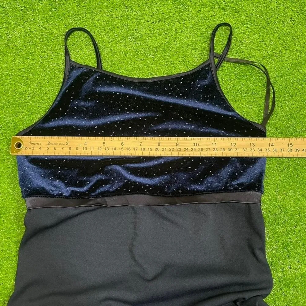 Vtg Y2K Byer Too! SZ S Empire Waist Velvet Glitter Maxi‎ Dress Fairy Whimsygoth Blue - Image 5