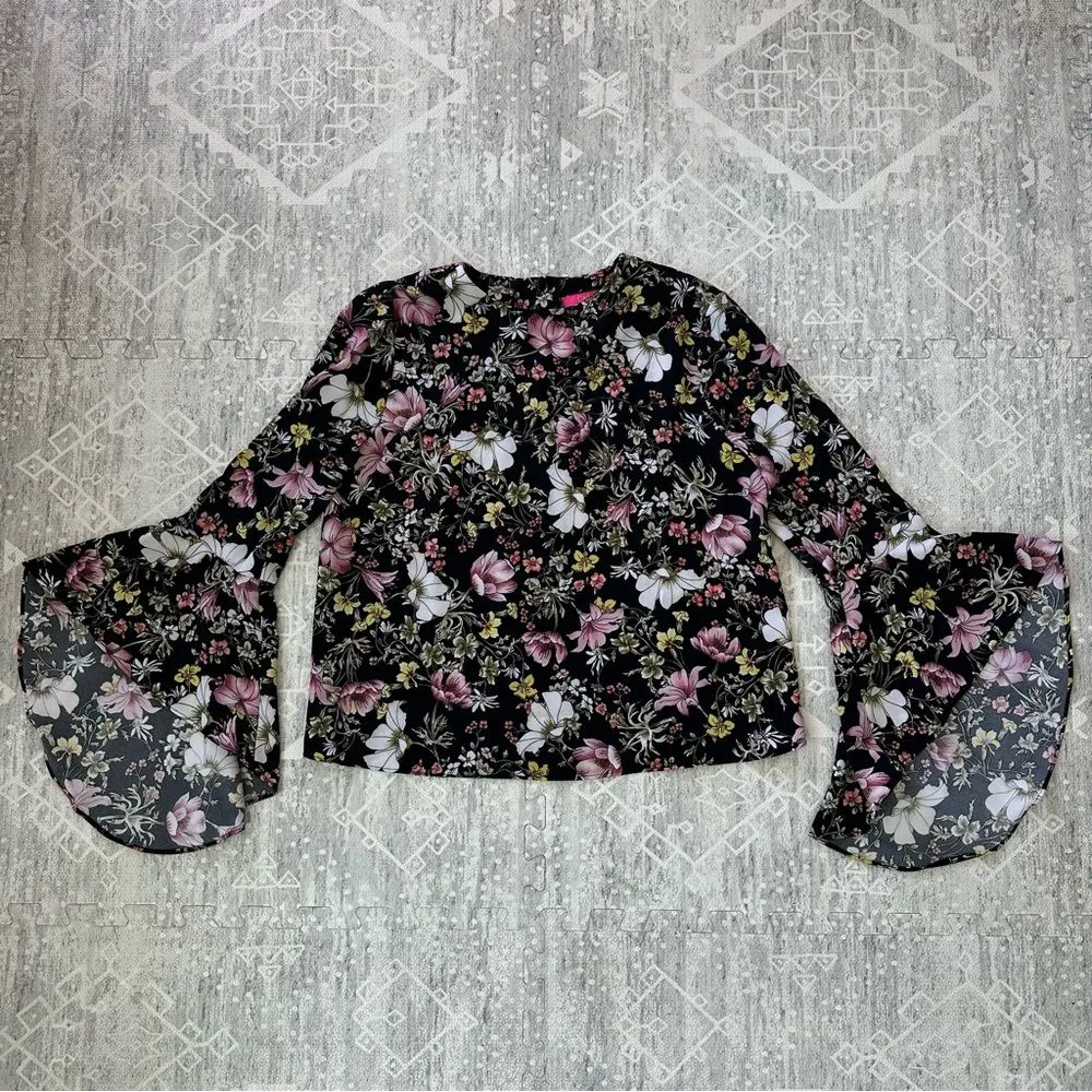 Catherine Malandrino Floral Long Sleeve Flouncy Flare Career Blouse Top Sz S - Image 12