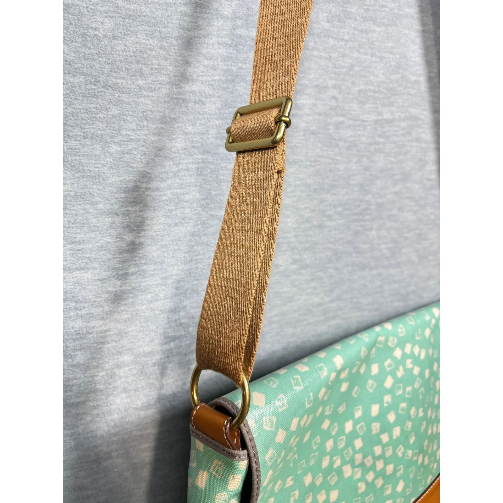 Fossil Crossbody Messenger Bag Green‎ Laptop Coated Laminated - Image 5