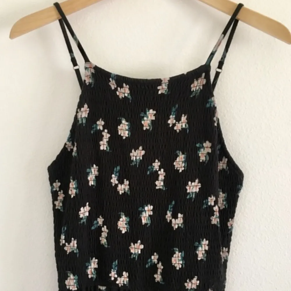 Hollister Smocked High Neck Black Floral Romper - Image 4