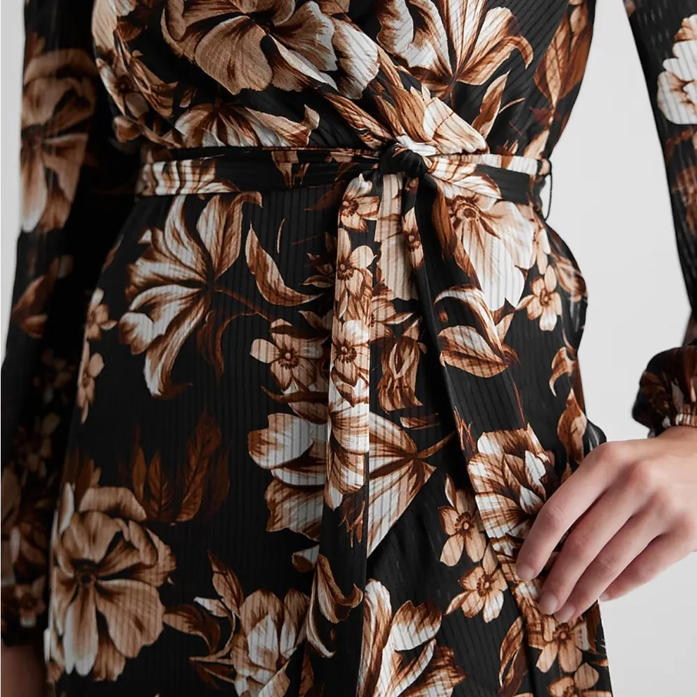 NWT Express Floral Surplice Ruffle Hi-Lo Maxi Dress - Image 3