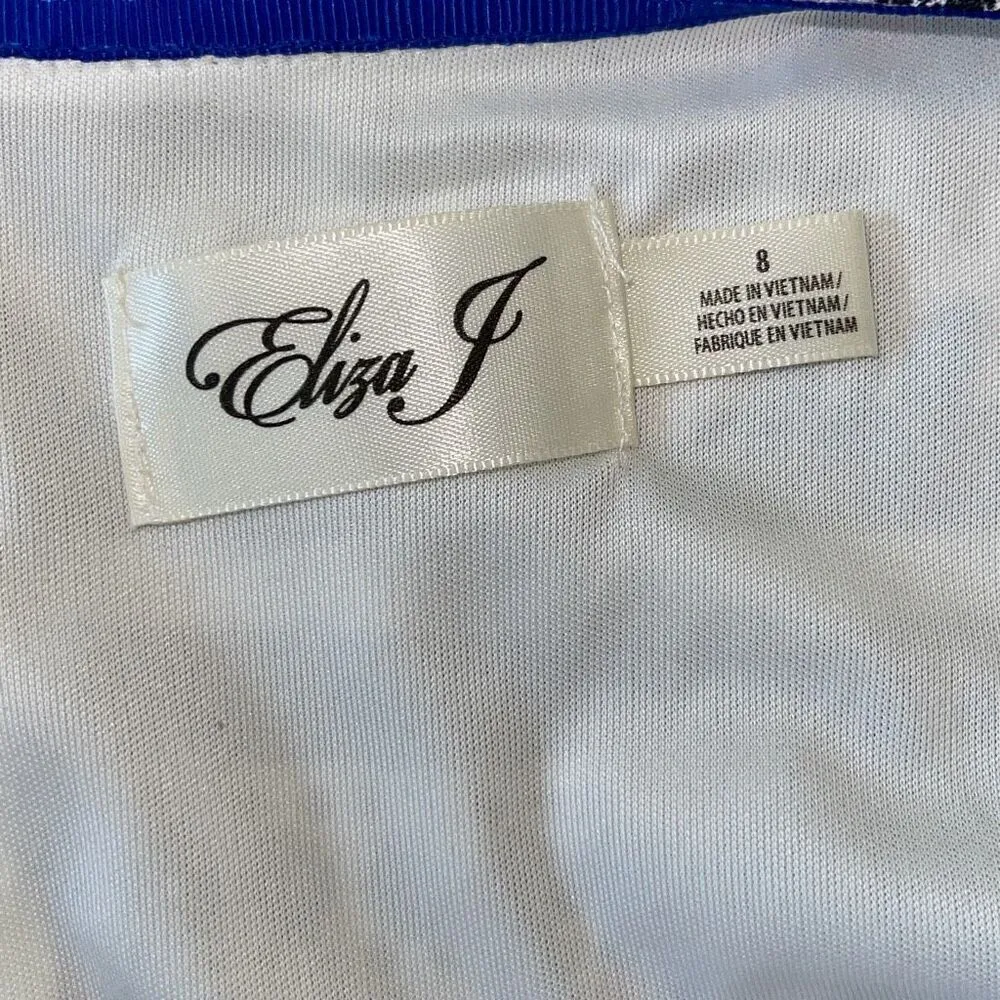 Eliza J Womens Abstract Crew Neck Short Sleeve Shift Dress Multicolor Size 8 - Image 5