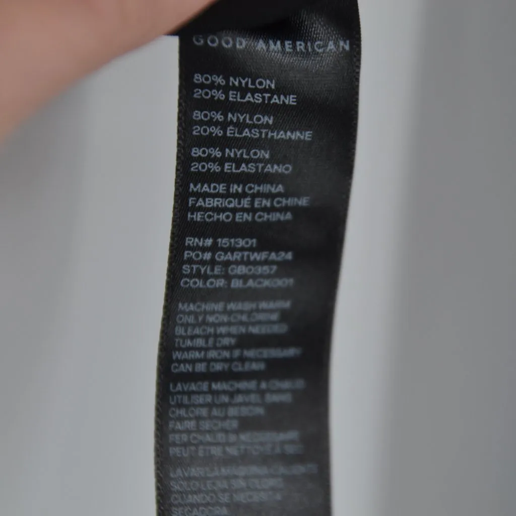 Good American Sculpting Crewneck Long Sleeve Scuba Bodysuit Tee Black Women's S - Image 5