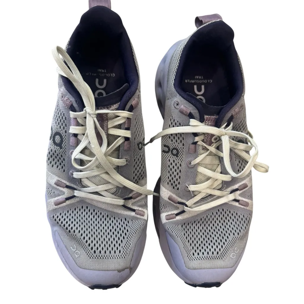 On Running Women's CLOUDSURFER Trail running sneakers shoes Purple Size 8 Gray - Image 4