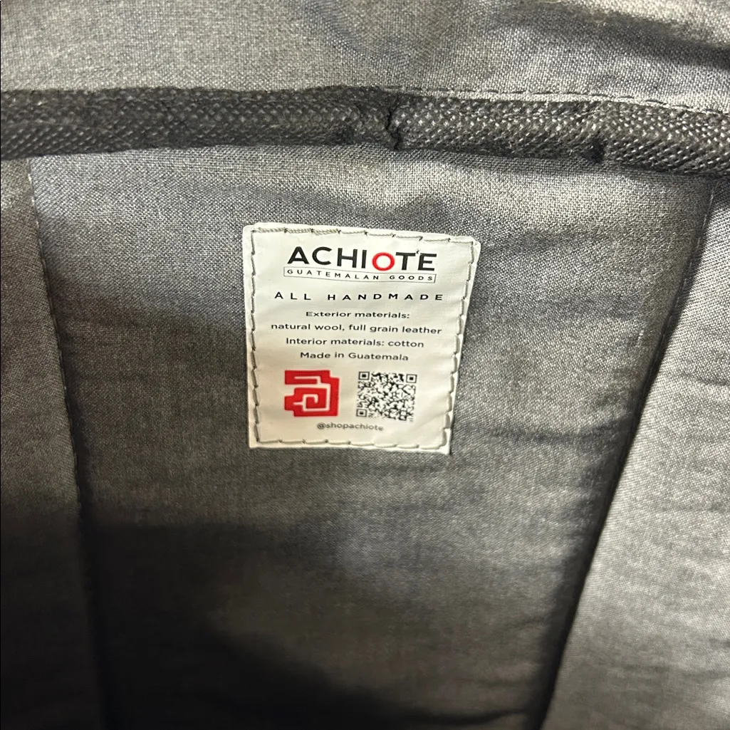 Achiote Guatemalan Goods Backpack Handmade Aztec Western Wool Leather Gray - Image 7