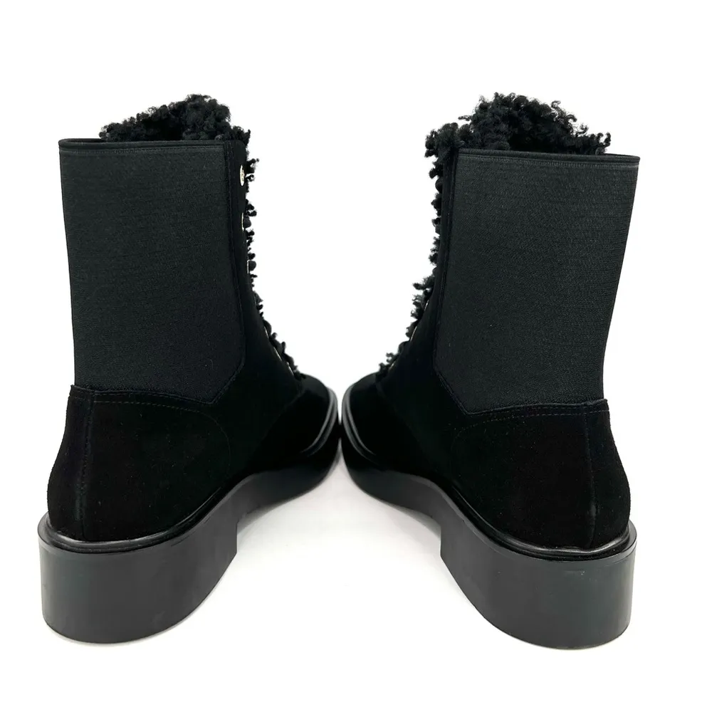 STUART WEITZMAN HENLEY CHILL SUEDE SHEARLING COMBAT ANKLE BOOTS US 6 - EU 36.5 - Image 10