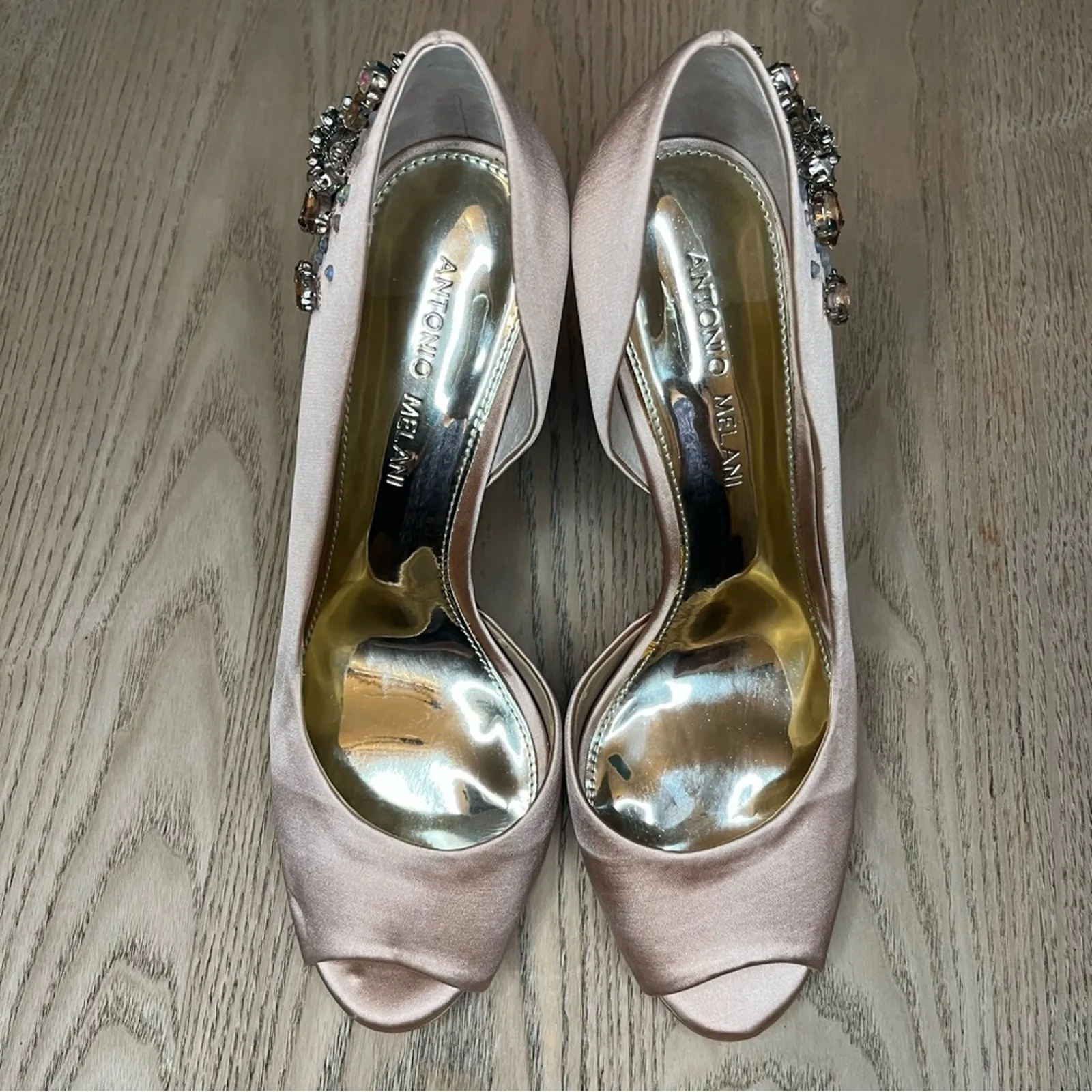 Antonio Melani Carean Bejeweled Peep Toe Pumps Rose Champagne Women’s 8 - Image 7