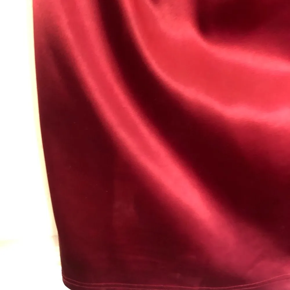 Burgundy Red Satin Mini Dress with AB Rhinestone Detail Size L - Image 4