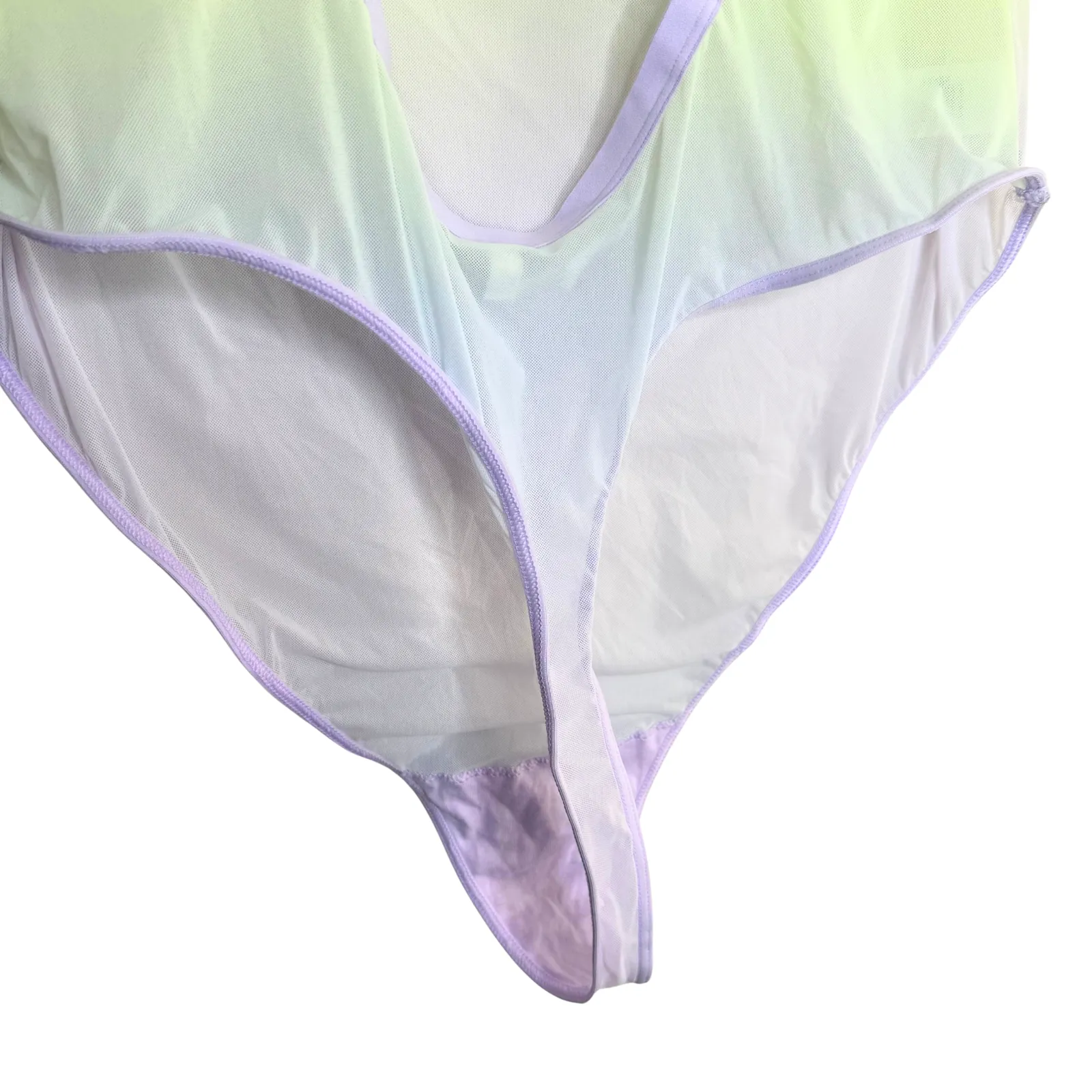 Smoothez by Aerie Sleeveless Sheer Mesh Bodysuit Size Large Violet Flurry Ombre - Image 3
