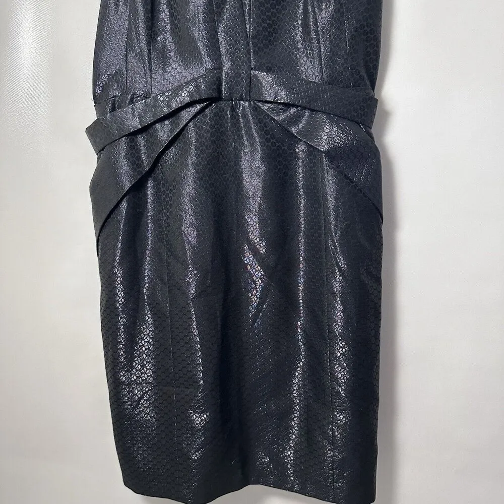 Anthropologie MaEve Dress Sheath Cross Front Shimmer Black Dressy Cockta… - Image 8