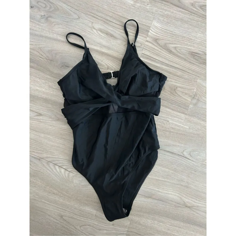 NEW 1 Pc Swimsuit Wrapped Mesh Tummy Control Bathing Suit S - Image 5
