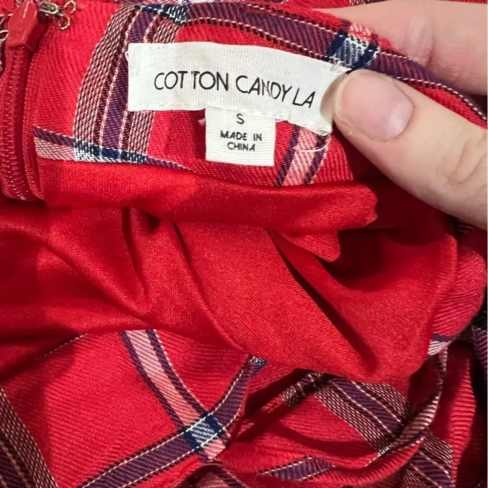 Cotton candy LA women’s red plaid mini dress - Image 5