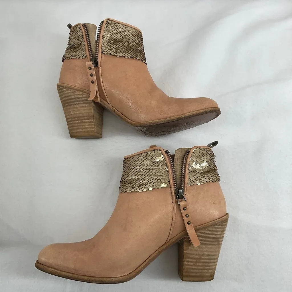 anthropologie hoss intropia diana Gold Beige Neutral Nude booties Spain US6 EU36 - Image 3