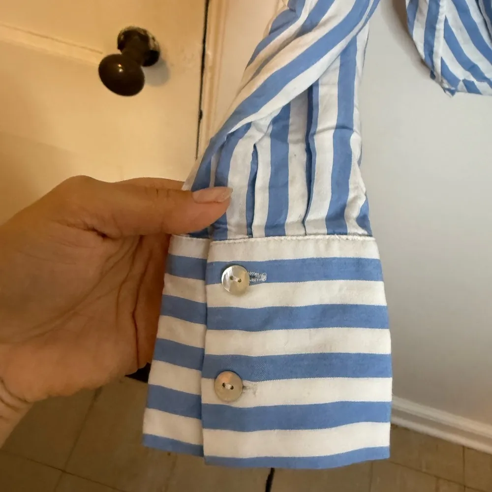 & Other Stories Blue Striped Twist Waist Blouse - Image 5