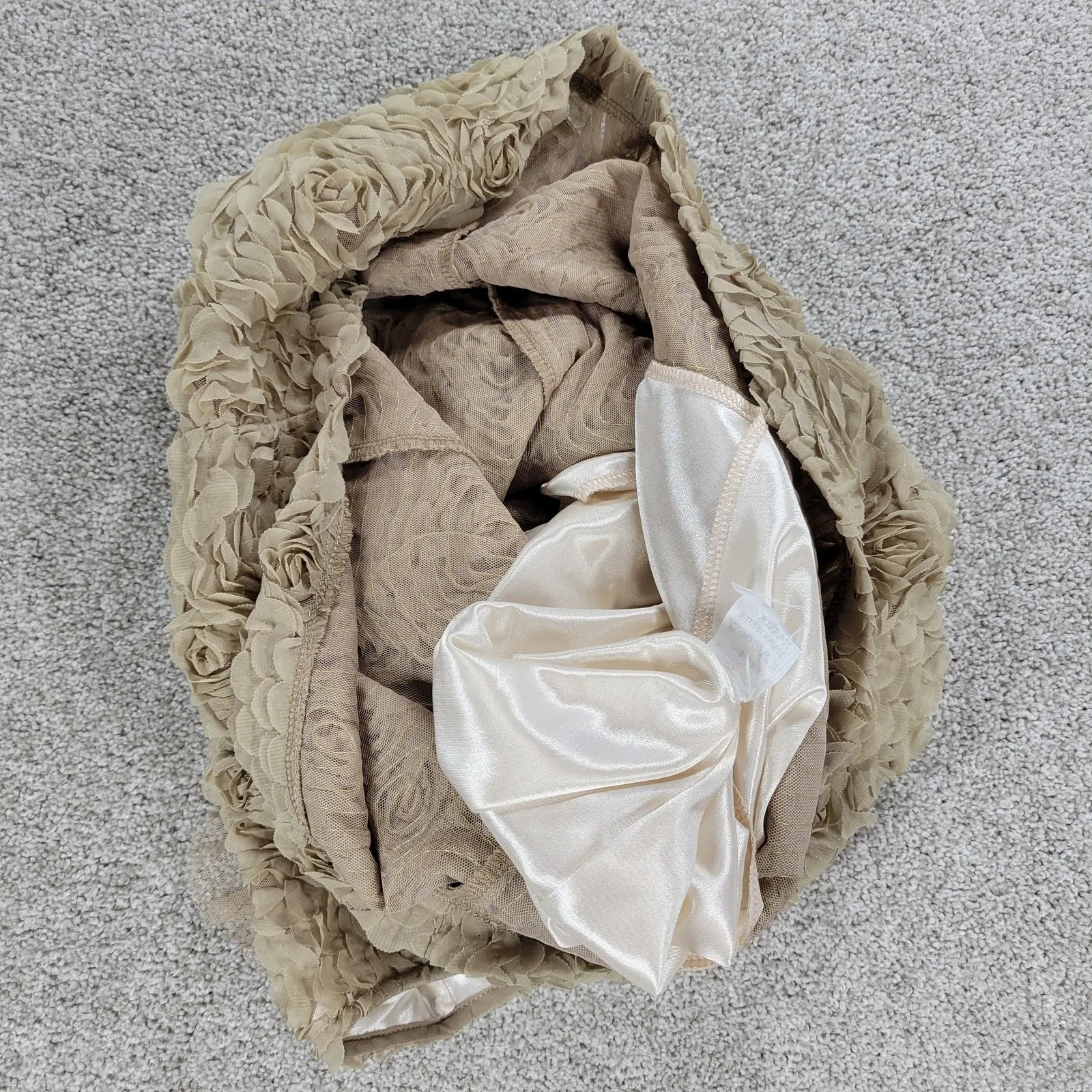 Bloomsbury Shift Dress Womens M Cream Tulle Rosette Floral Cocktail Party Lined Size M - Image 6