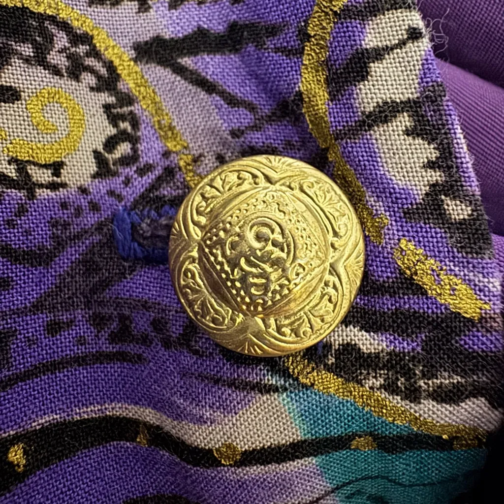 Vintage Patchwork Vest Top Size 22 80s Rayon Blend‎ Purple - Image 3