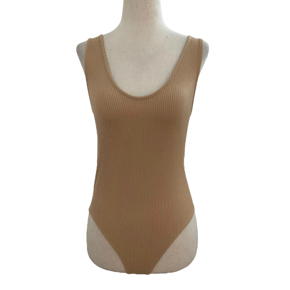 ANWND Beige Bodysuit Tank Top Women Size Large NWT | 10H-45 - Image 2