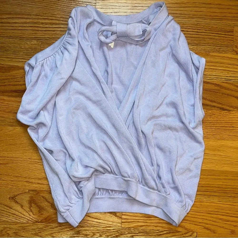 Anthropologie Womens Rambuteau Tie Neck Faux Wrap Sweater Knit shirt size large - Image 3