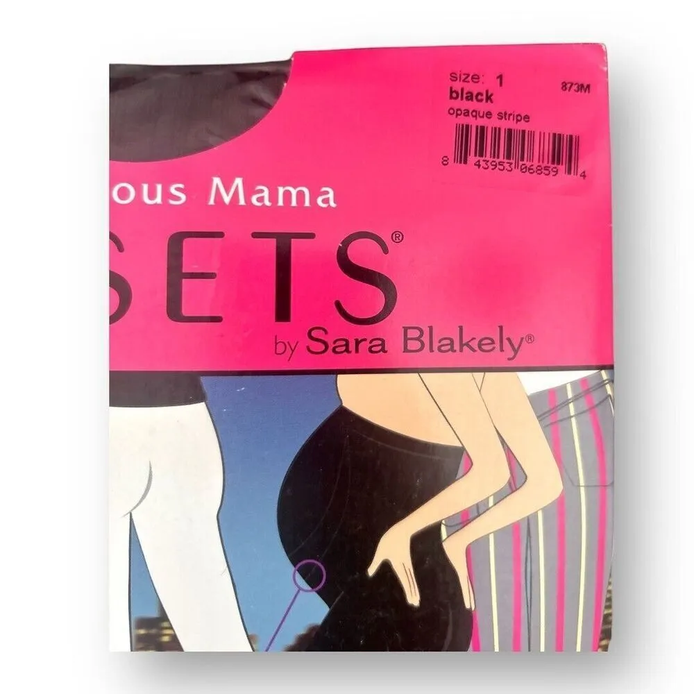 Assets‎ by Spanx 1 Marvelous Mama Maternity Tights Opaque Stripe Pattern Black - Image 4