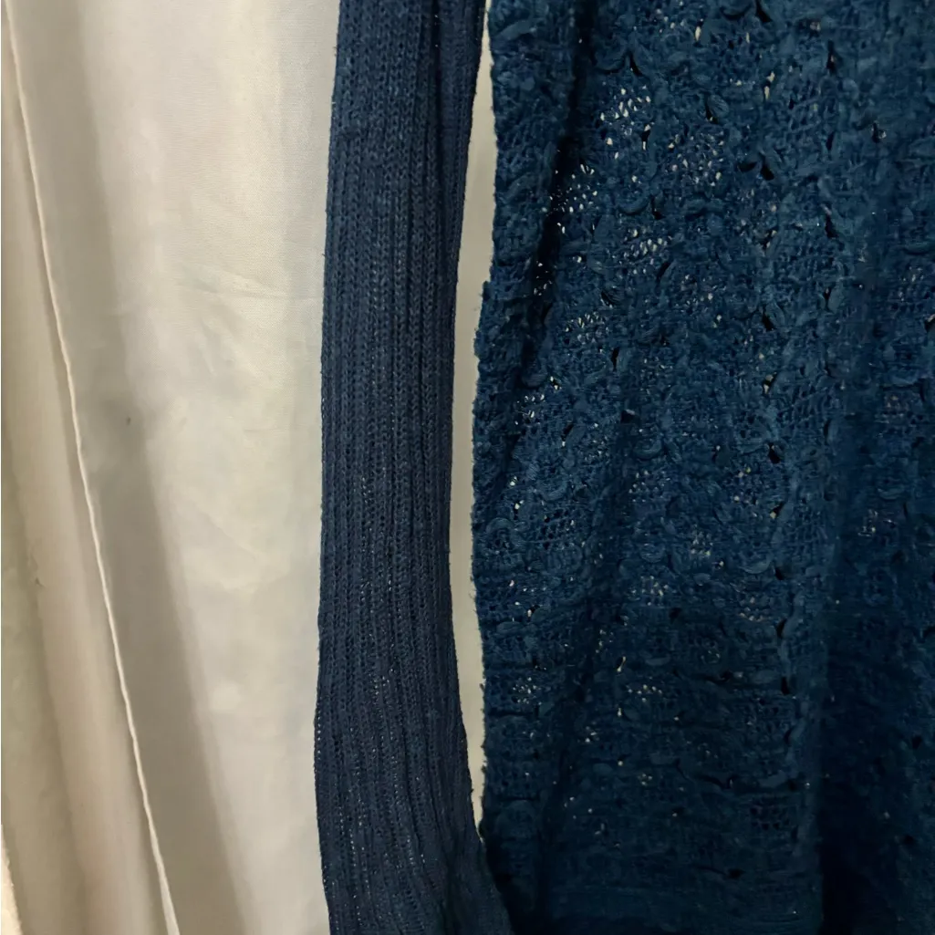 Free People Navy Long Sleeve Lace Top - Image 3